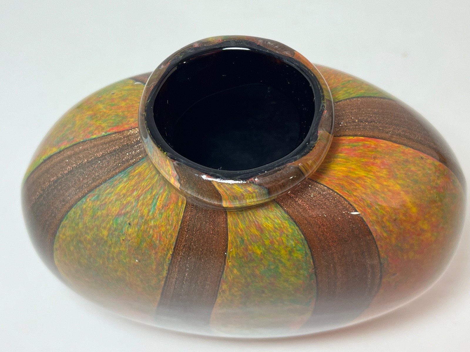 Dale Tiffany Hand Blown Brown Orange Gold Green Vase Perfume Bottle No Stopper