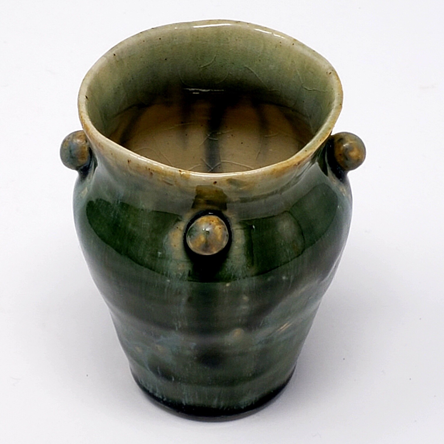 Art Pottery, Porcelain Vase Jar; Signed “Butterfly” Stamp; Studio Pottery 3 3/8″