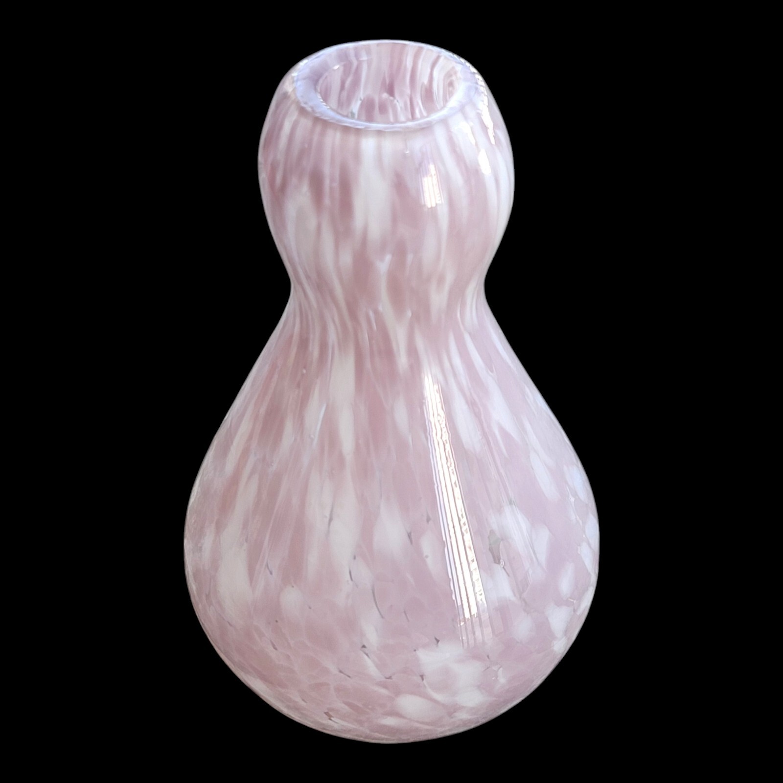 Vintage Pink Hand Blown Glass Speckled Bud Vase 5″
