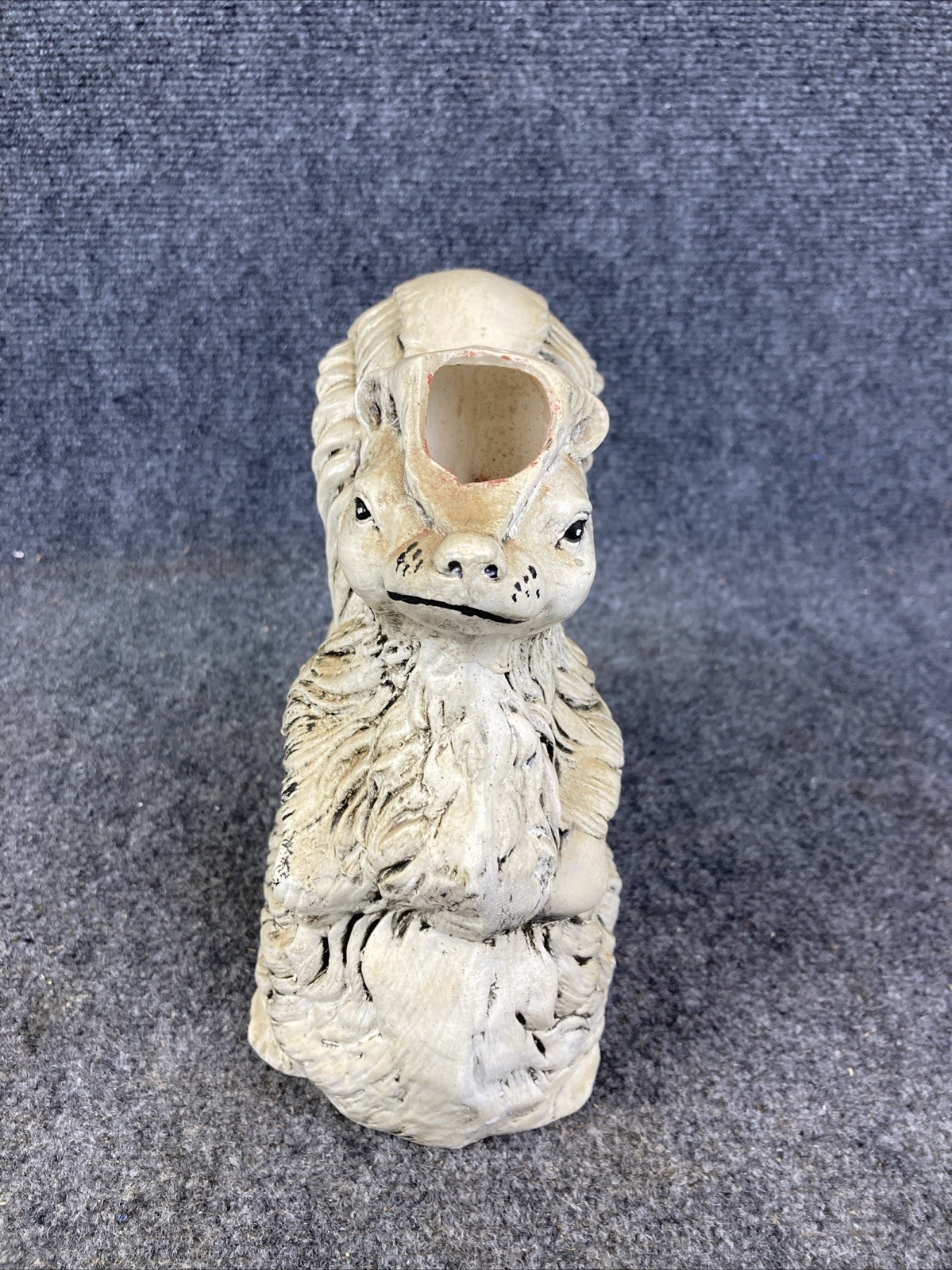 Vintage Atlantic Mold 9″ Ivory White Ceramic Squirrel Vase Pitcher Planter