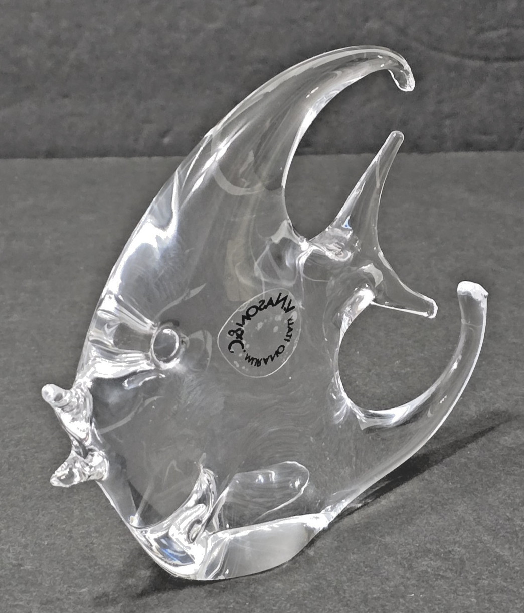 V Nason Murano Crystal Angelfish Sculpture Clear Art Glass Italy Paperweight
