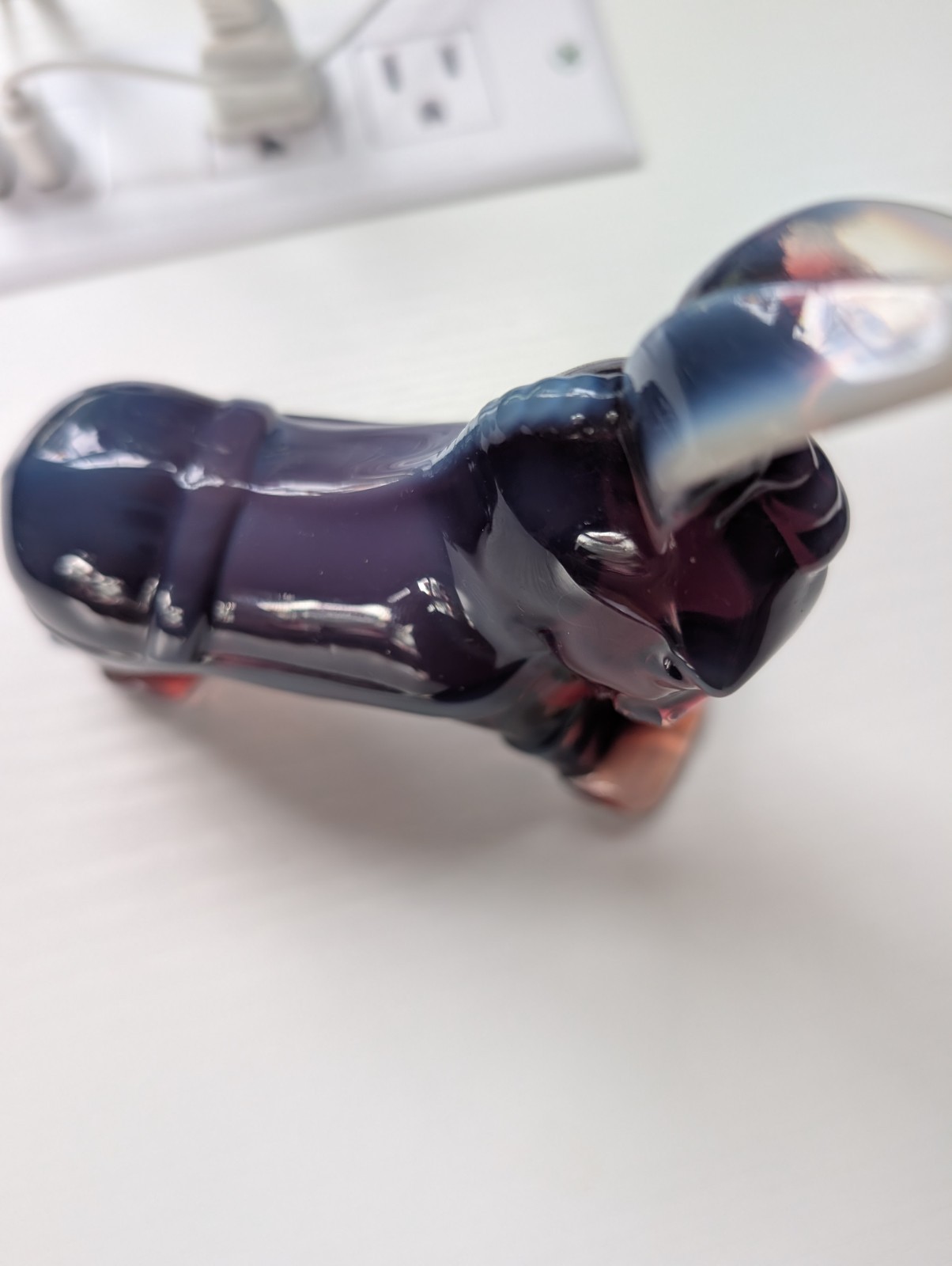 Fenton Glass Plum Opalescent Donkey Figurine Hard to Find Excellent Condition