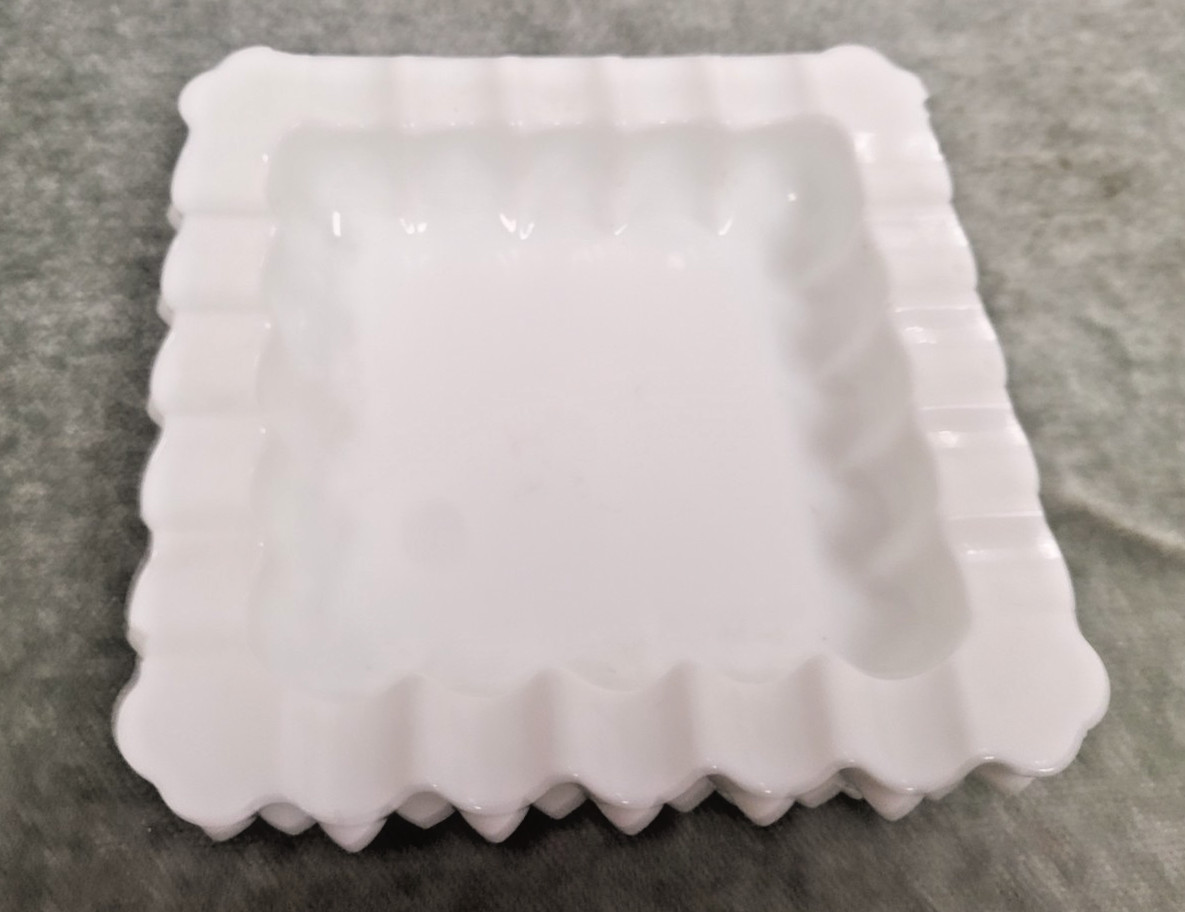Vintage Hobnail Milk Glass 5″ Square Ashtray – White – Heavy