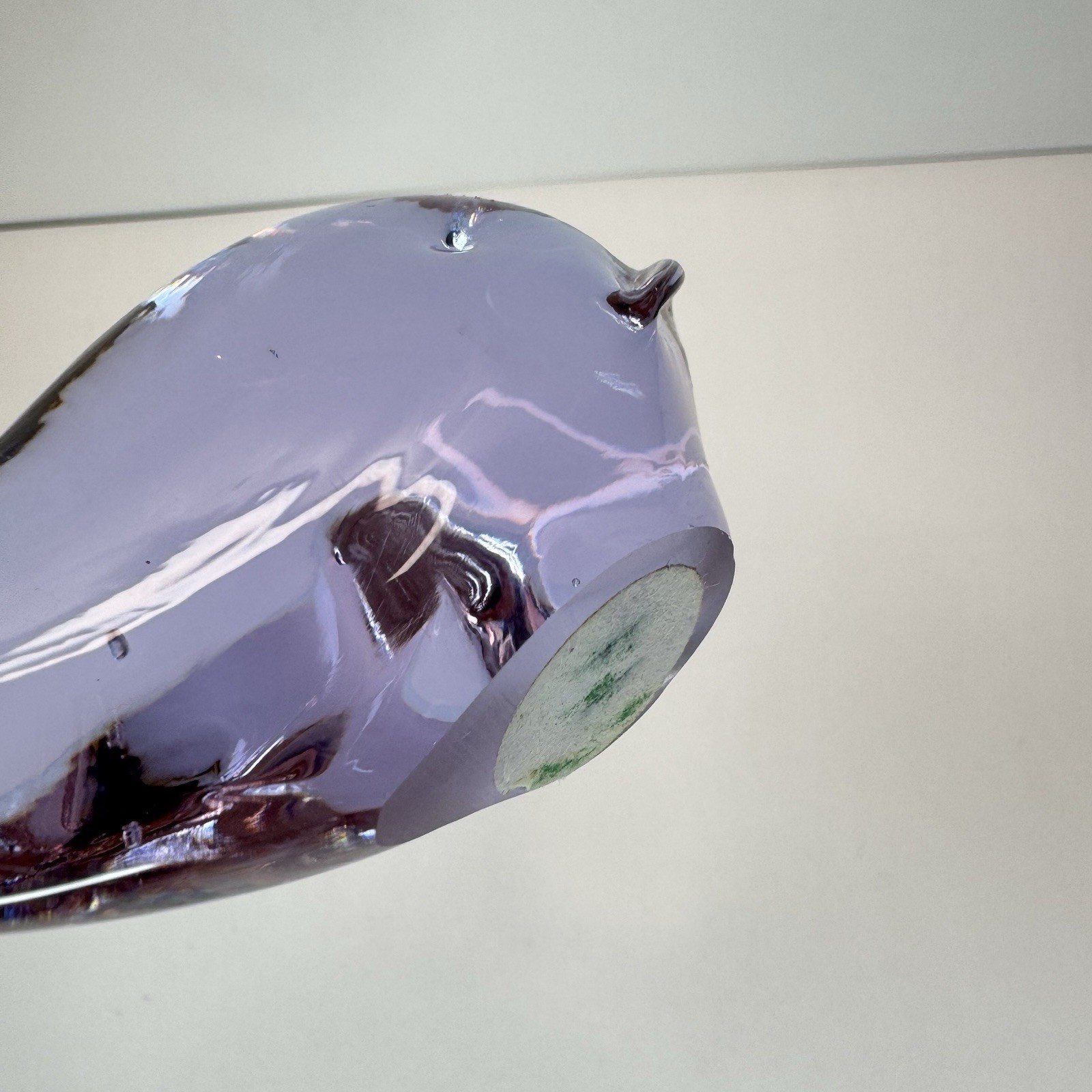 Purple Glass Whale Figurine Paperweight 3.25”x 3.3” Maybe Murano?