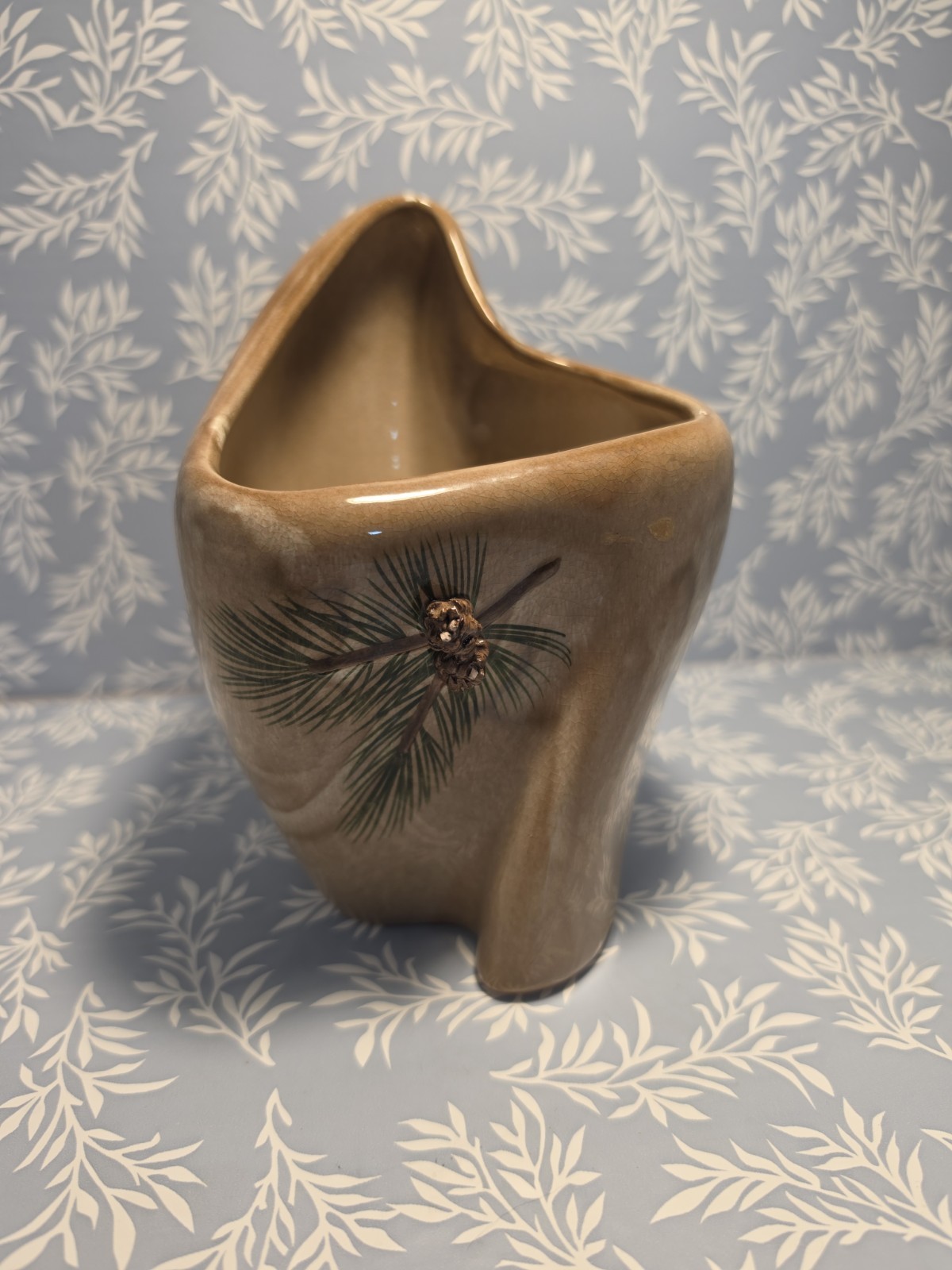 Vintage Large GLADYS WAX Ceramic Pottery Pinecone Flower PLANTER Signed