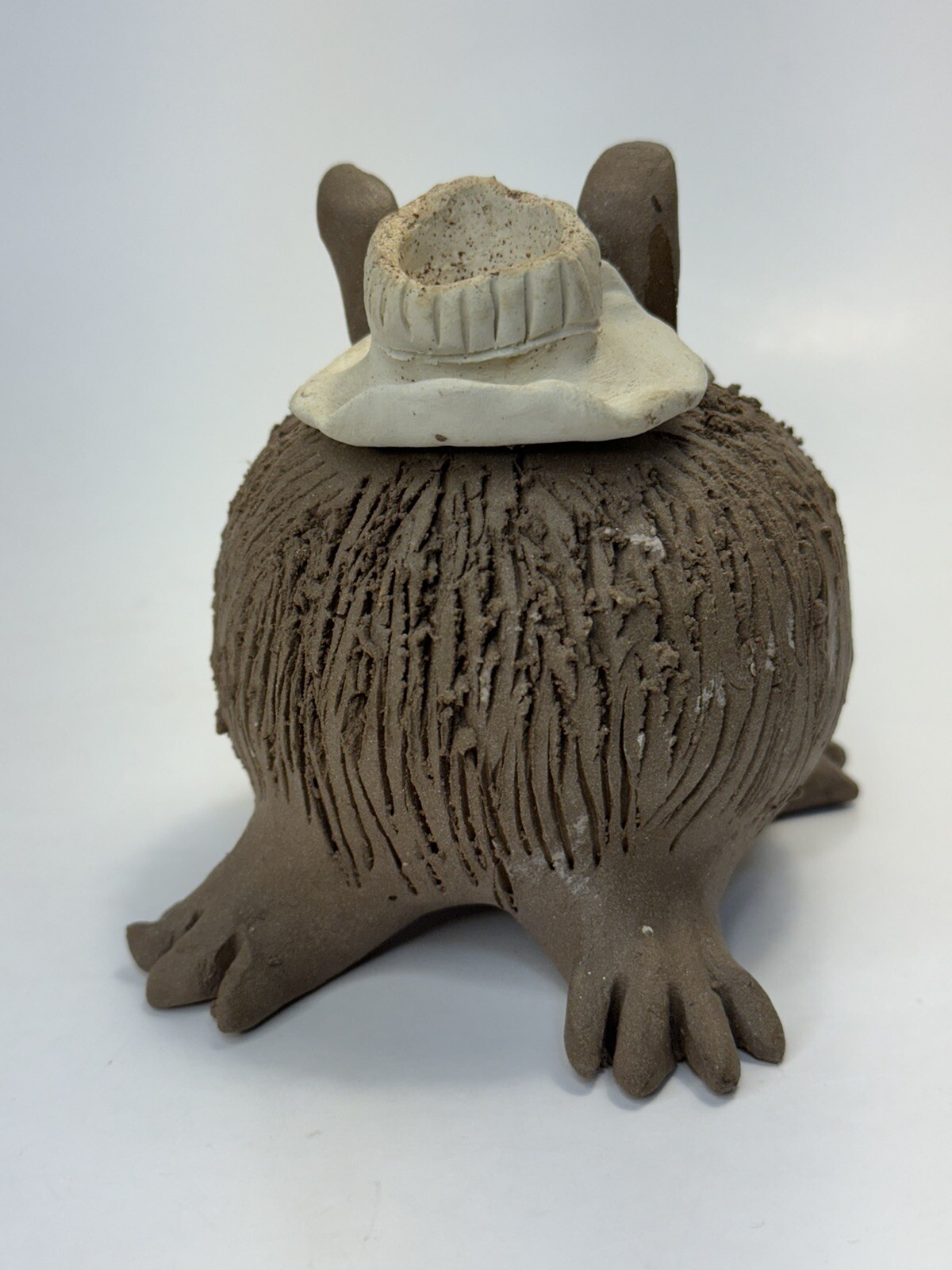 Cigar Hanging From Monster Mouth Fun Art Clay Pottery 4” Handcrafted Humorous