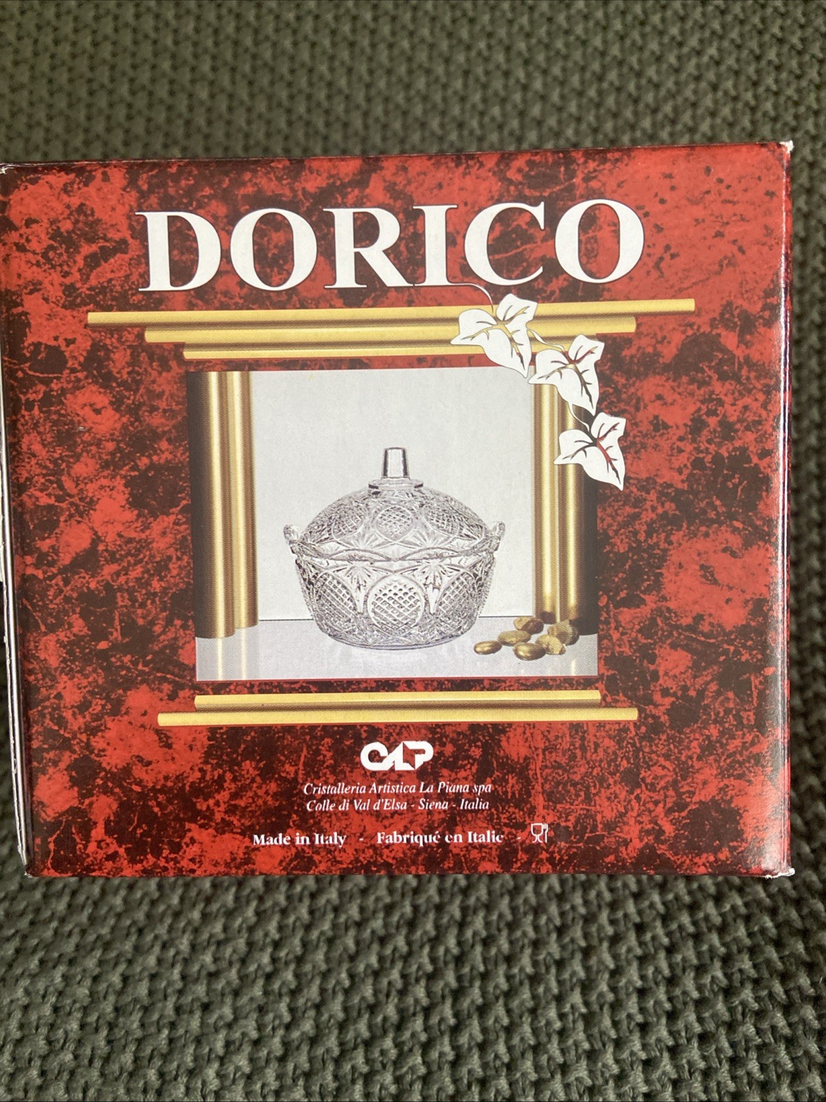Vintage Dorico RCR 24% Lead Crystal Trinket Box Glass Dish Italy NEW #884B