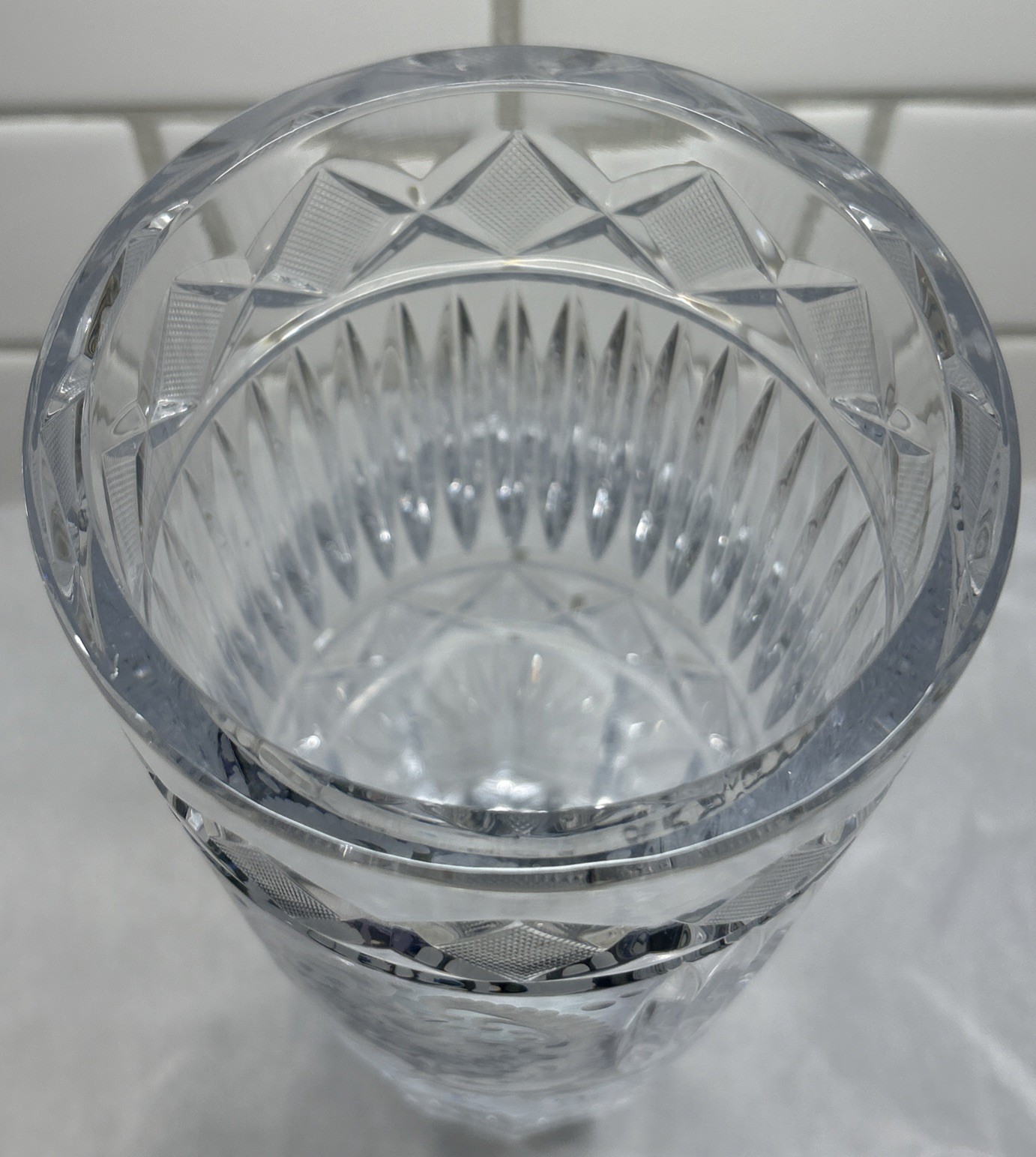 Large Beautiful Vintage Etched Baccarat Vase, Signed. Lovely Detail