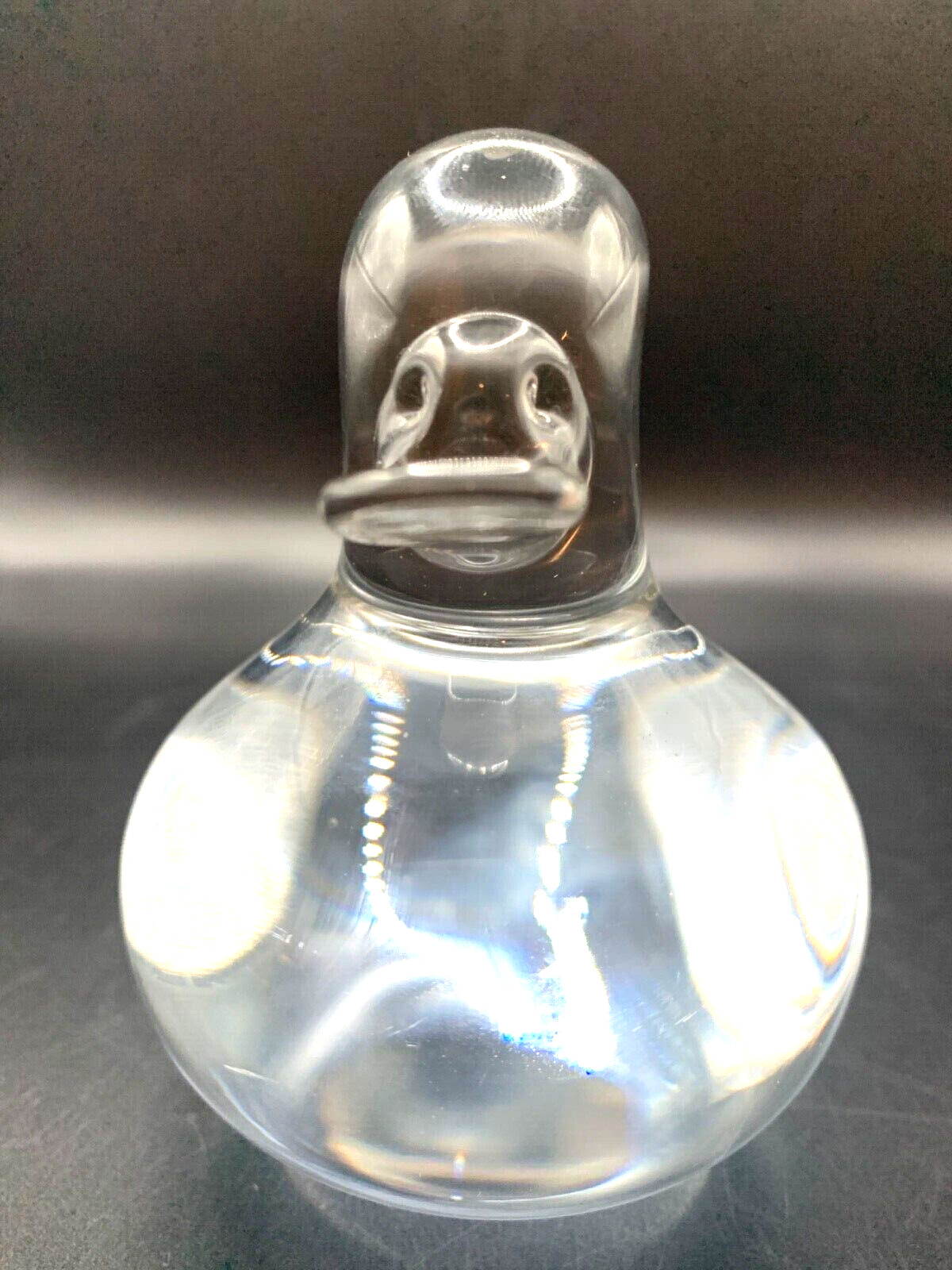 Wedgwood glass paperweight lilliput duck clear approx 4×4 in