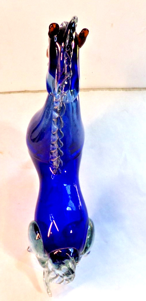 Murano Style Art Glass HORSE Abstract Hand Blown unbranded 9″ long x 11″ tall
