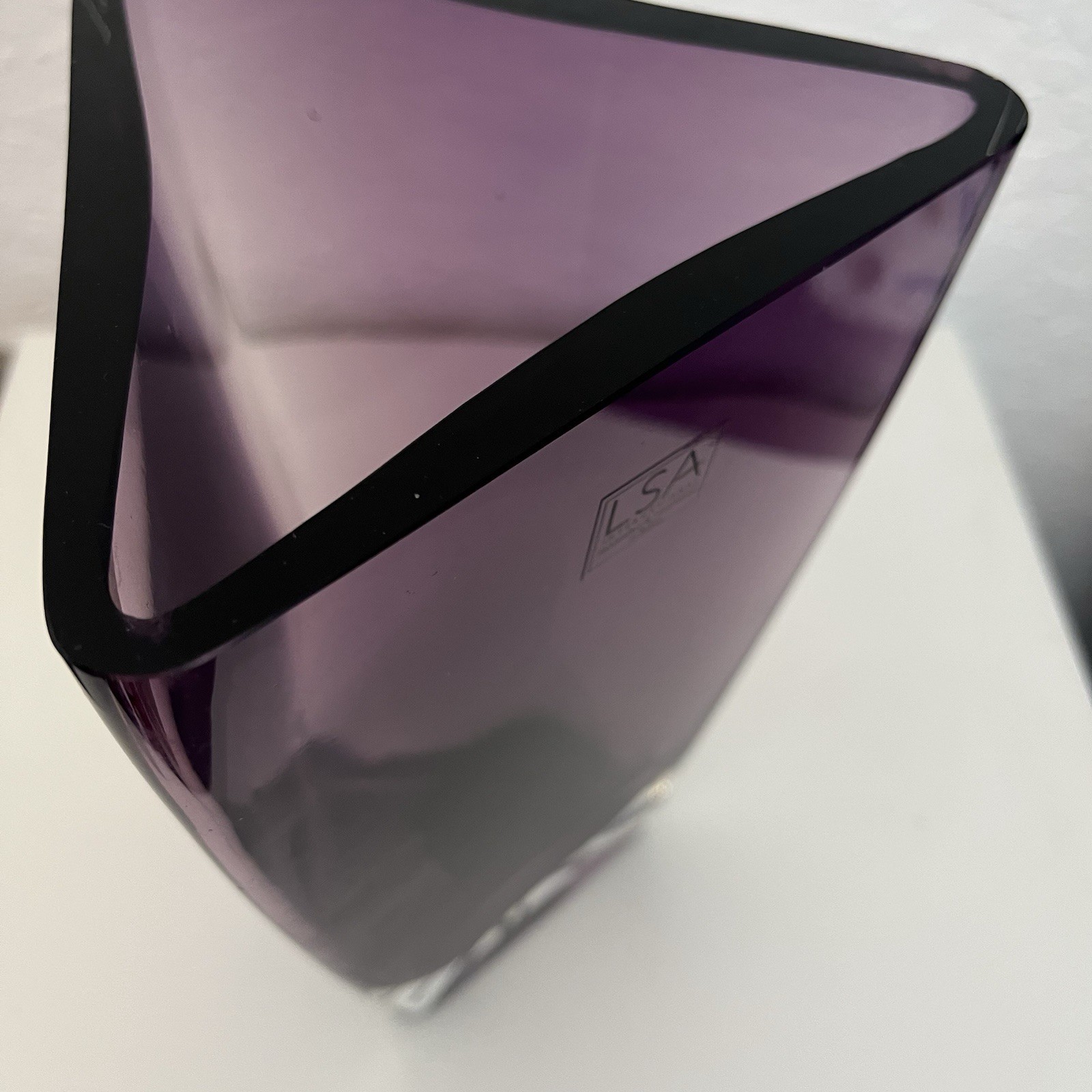 LSA International Polish Mouthblown Hand Crafted Amethyst Glass Vase Heavy 3.5pd