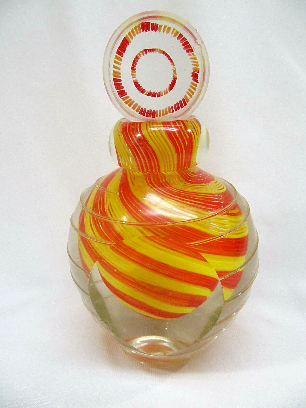 Orange and Yellow Studio Swirl Glass Perfume Bottle w/ Stopper