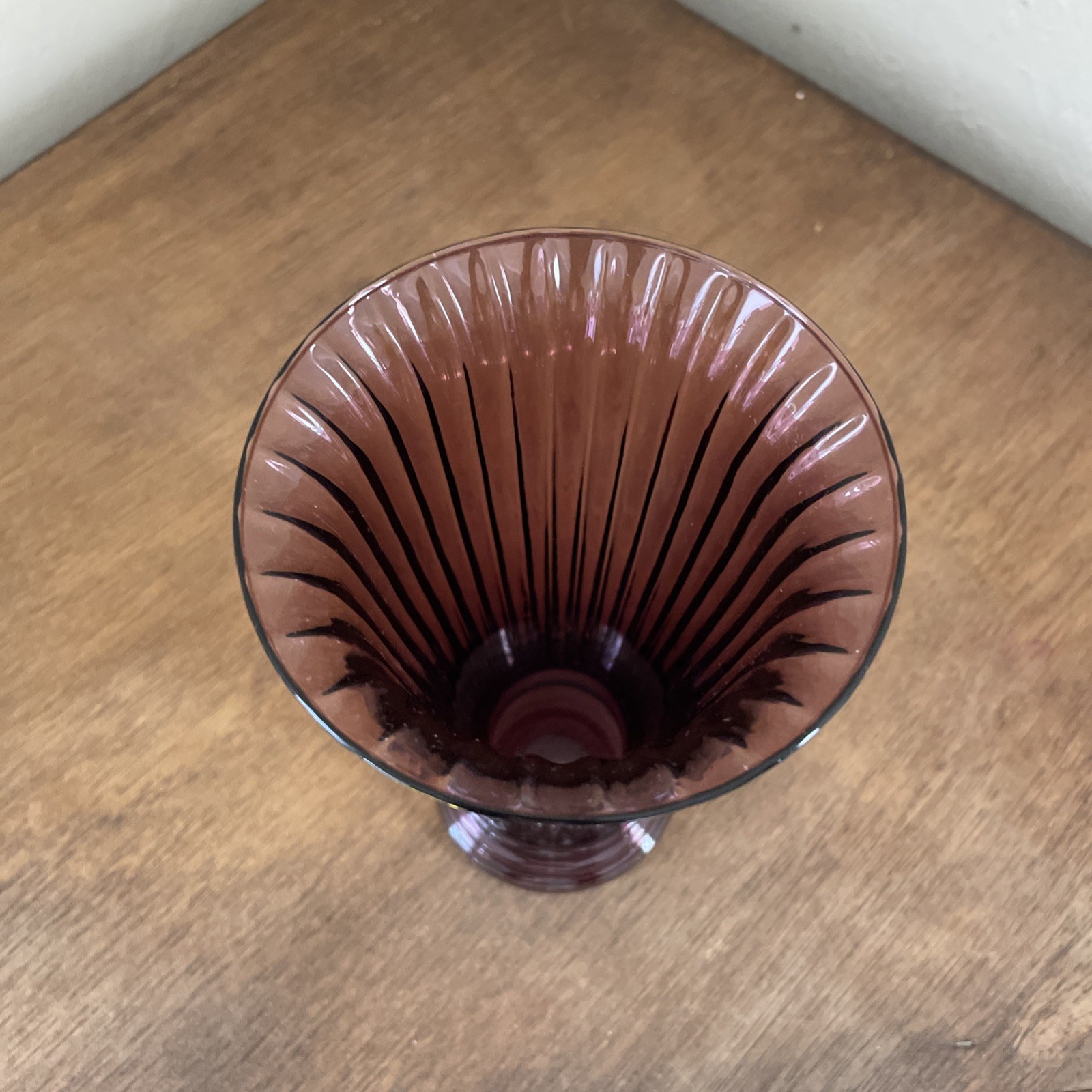 Pilgrim Glass Vase Cranberry Red Amber Fluted Open Mouth