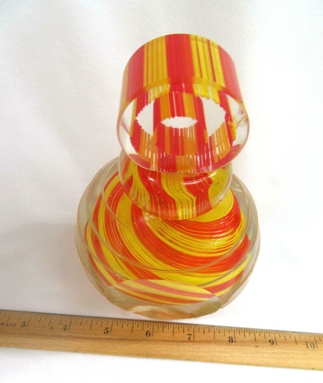 Orange and Yellow Studio Swirl Glass Perfume Bottle w/ Stopper