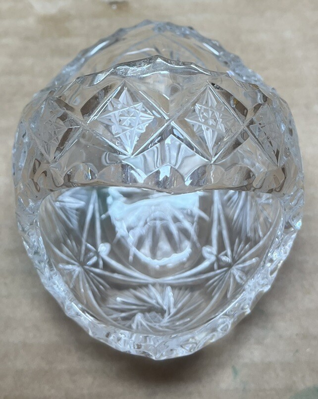 Vintage Decorative Clear Glass Basket With Handle