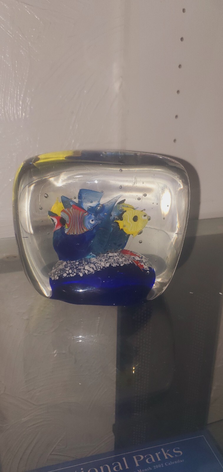 Vintage Murano Glass Paperweight Fish Aquarium Art Glass Item Total Wt.Is 5.5lbs