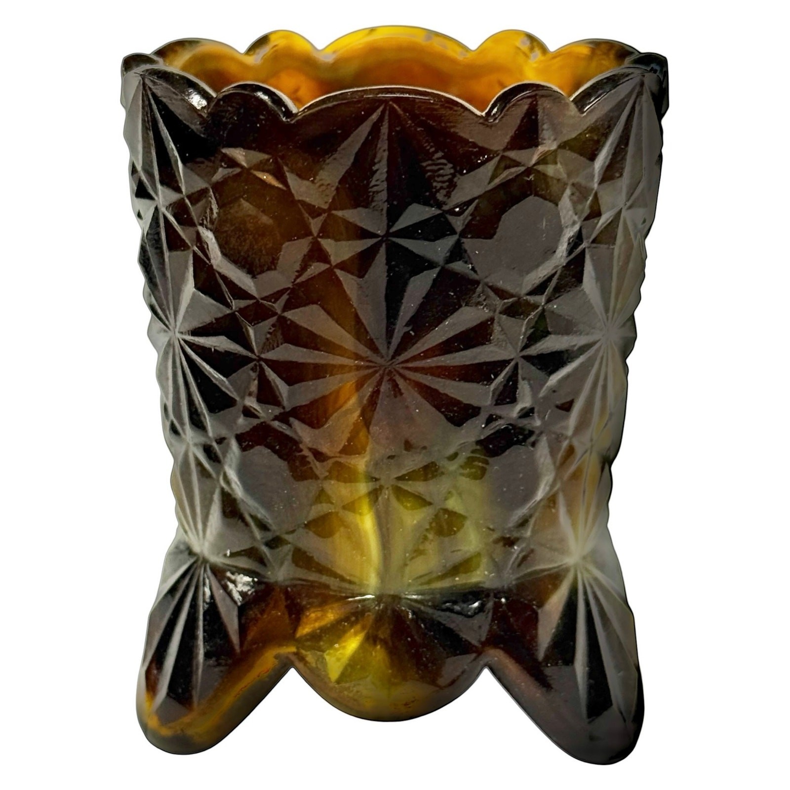 Boyd Glass Daisy Button Toothpick Holder 1999 Autumn Harvest GLOWS OOAK B1817