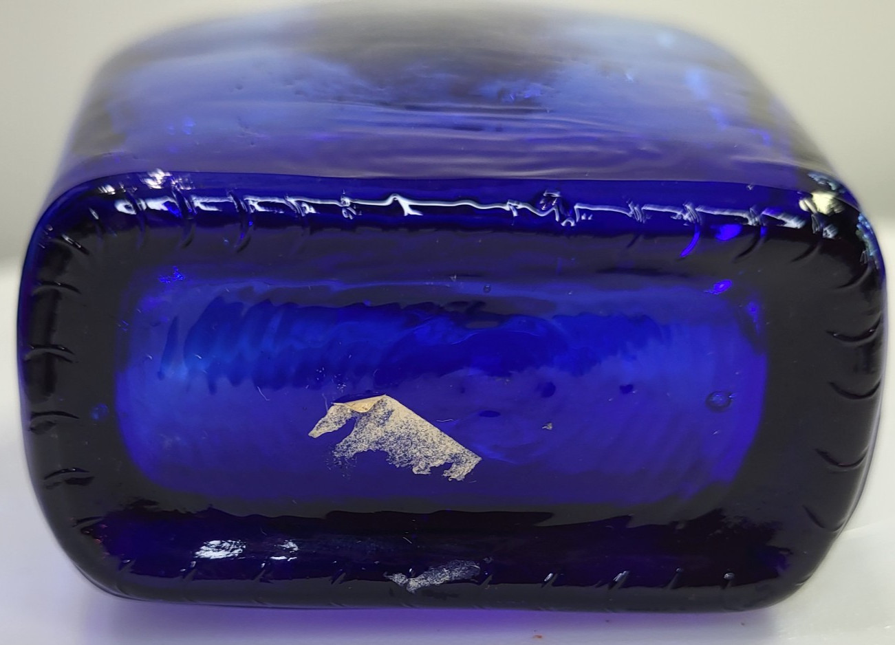 Vintage Square Cobalt Blue Glass Decor Decanter Bottle With Cork Stopper