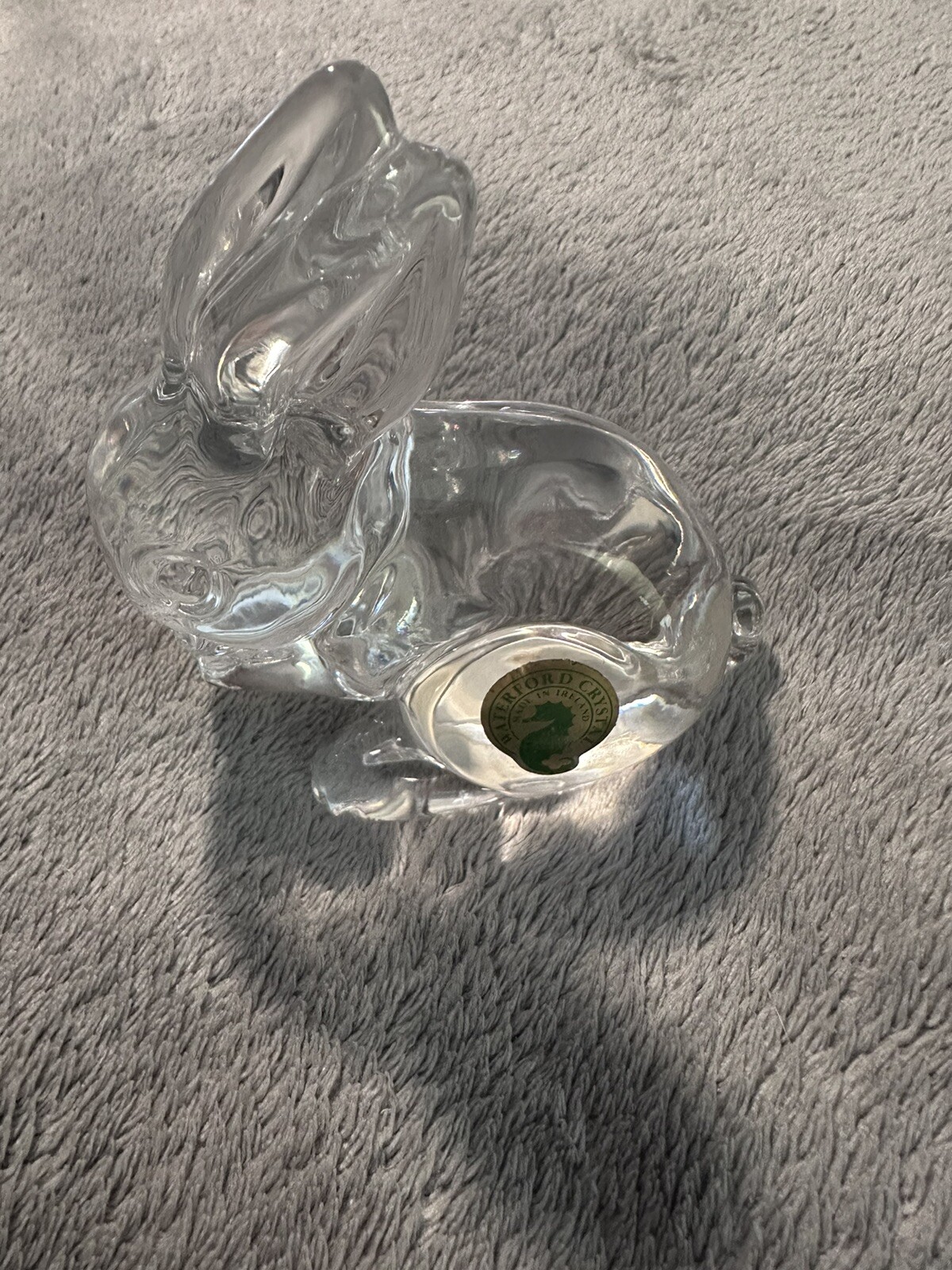 Baby Bunny Rabbit Crystal Waterford Ireland Glass Figurine 3.5″ Sculpture Stamp