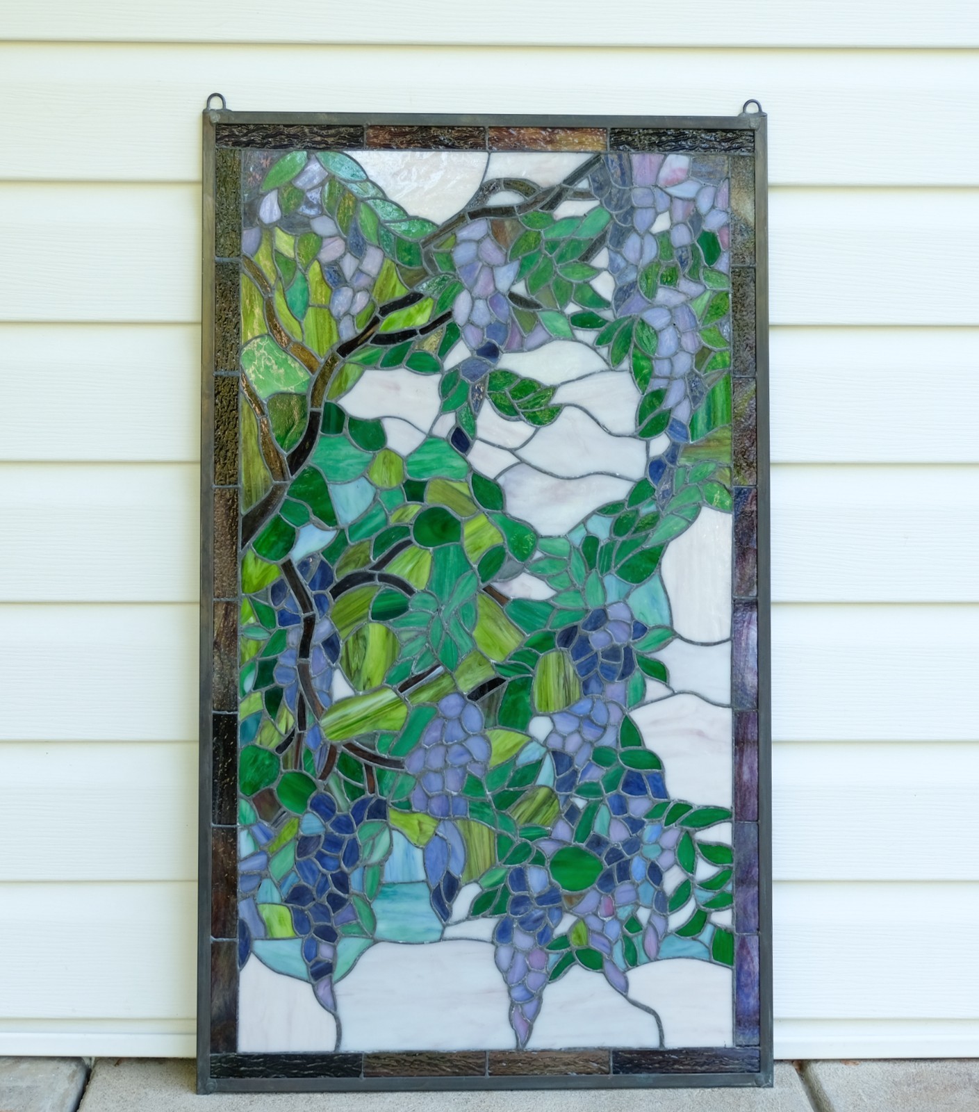 Tiffany stained Style glass window panel wisteria flowers 20″ x 34″ QA214