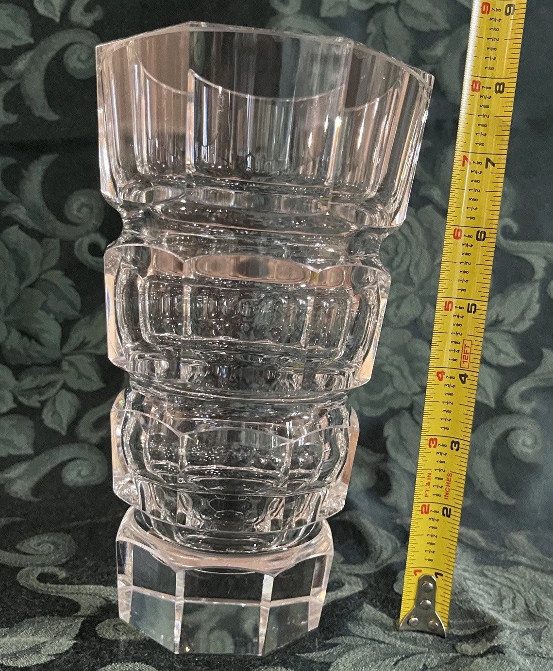 Vintage Ceska MOSER-Style Crystal Faceted Vase designed by Josef Hoffman