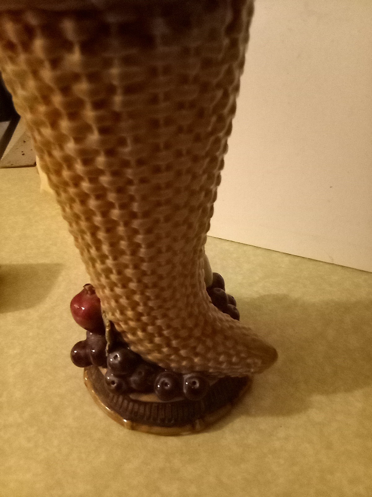 Vintage Heavy long Ceramic Majorica Cornocupia Vase 10 Inches Tall