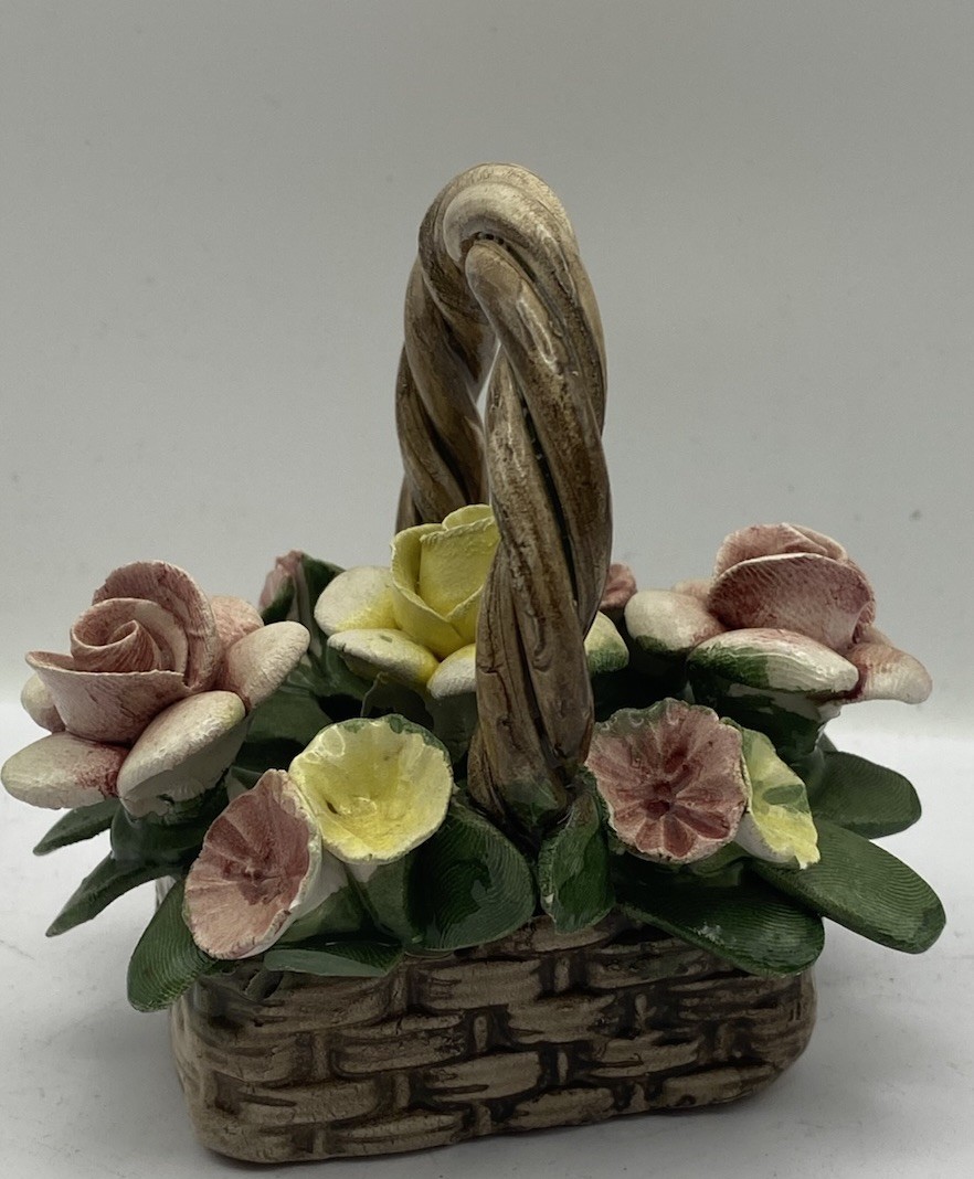 ANTIQUE Late 1700s Early 1800s NUOVA CAPODIMONTE PORCELAIN FLOWER BASKET ITALY