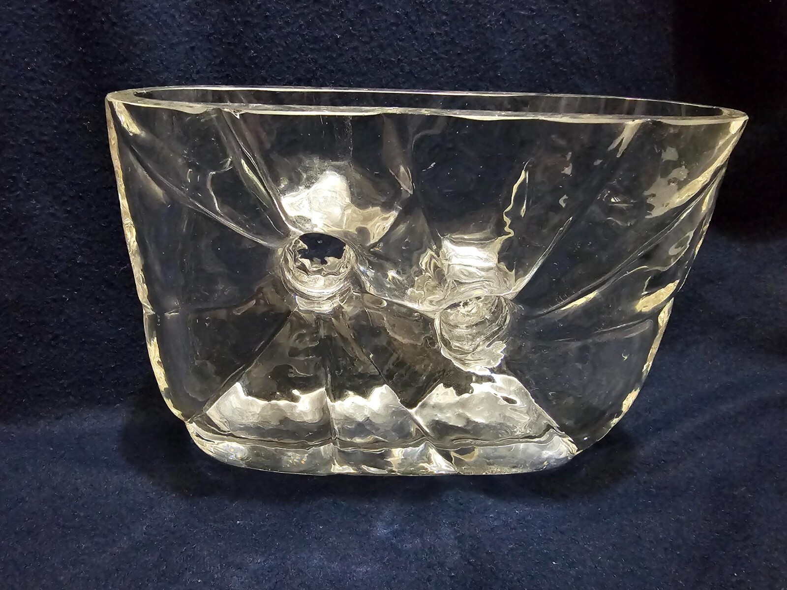Sea Glasbruk Sweden – Rune Strand – Double Sunburst Oval Crystal Vase – 8″ Long