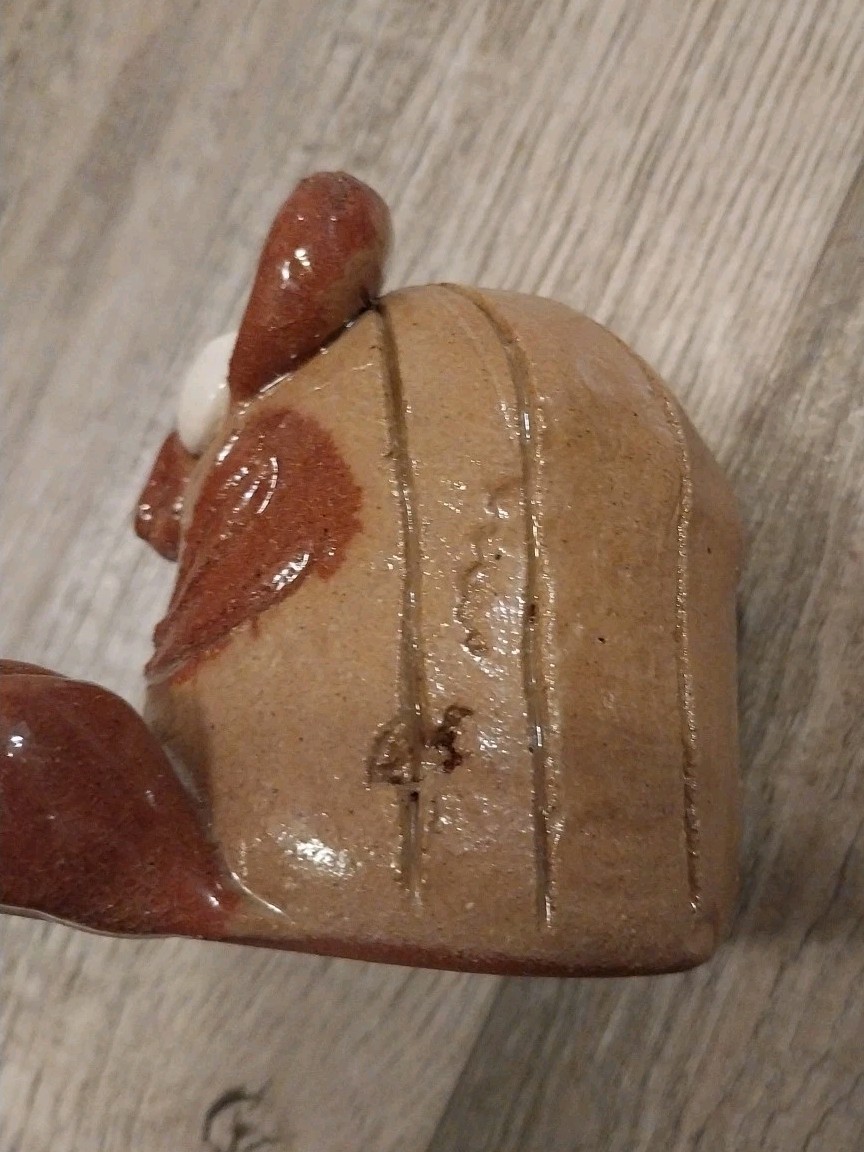 Nancy Hicks Signed Pottery Handmade Whimsical Critter Owl Bird Clay Figure 3”