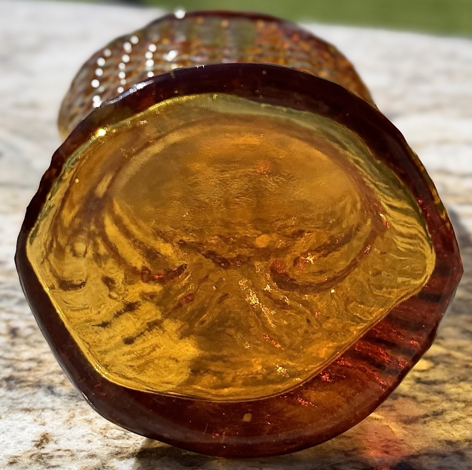 Vintage Amber Fish Glass Bottle Decanter Vase Nautical Barware Decor 12 in