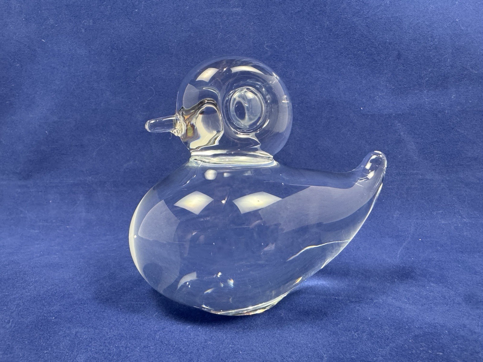 Vtg 60s MCM Folke Walving MALERAS Duck Crystal Art Glass Sweden Easter Spring