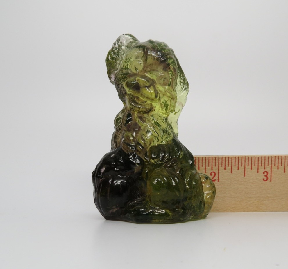 RARE Boyd Art Glass Skippy the Dog With 5th Five Year Mark Green UV Glows