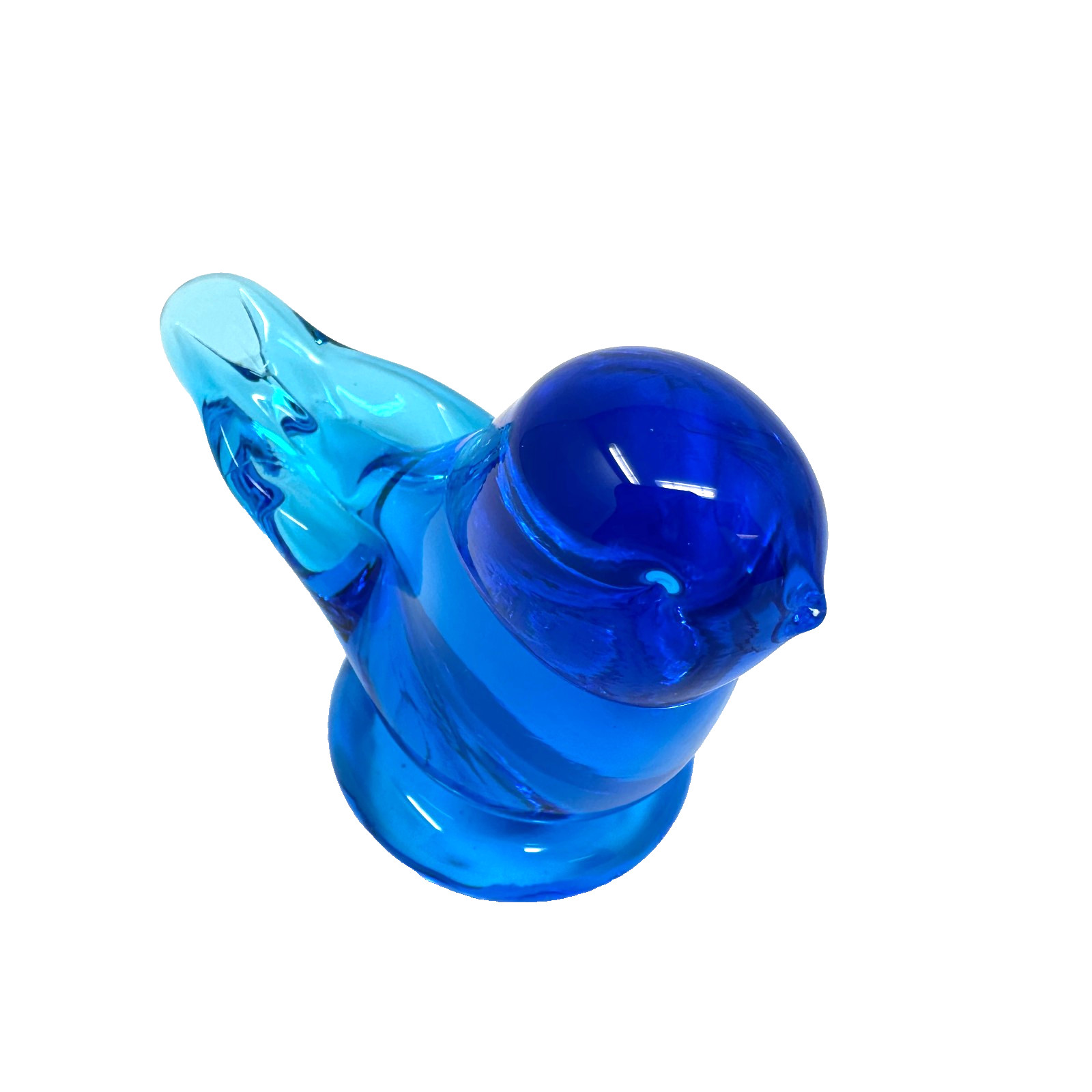 Leoward 1995 Signed Blue Art Glass Bird Figurine 3″ Vintage Collectible
