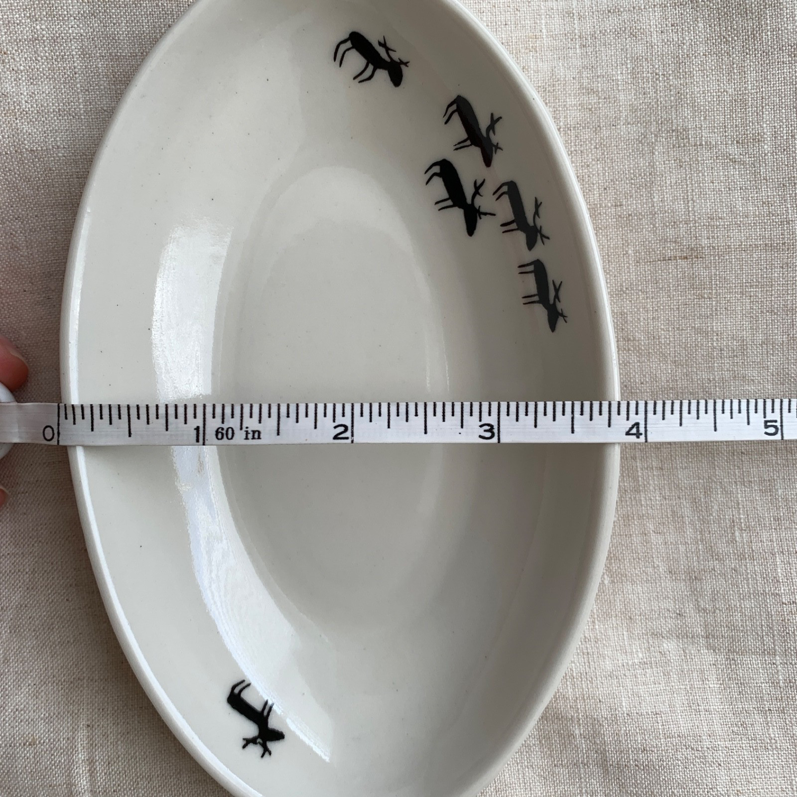 Sylvi Lindström Pottery Finland trinket dish Bowl reindeer Rare deer art handmad