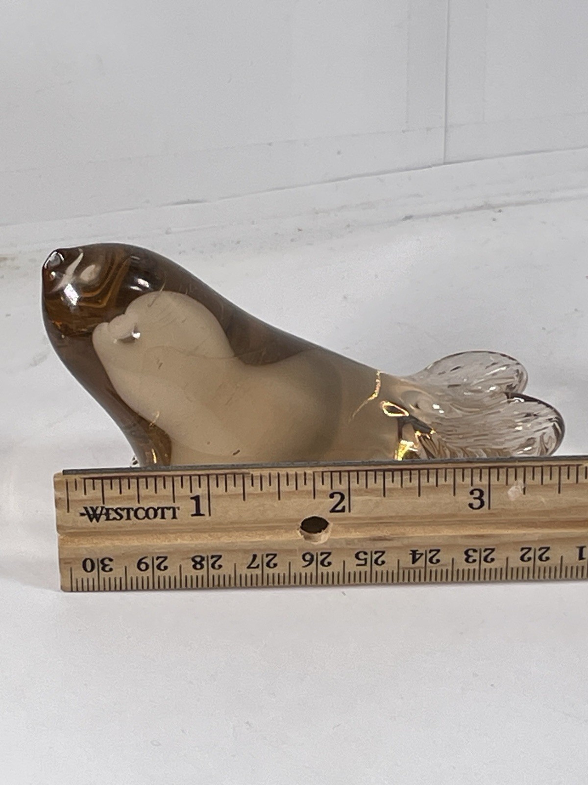 Vintage Handblown Art Glass Seal Figurine Paperweight Murano Style Rare
