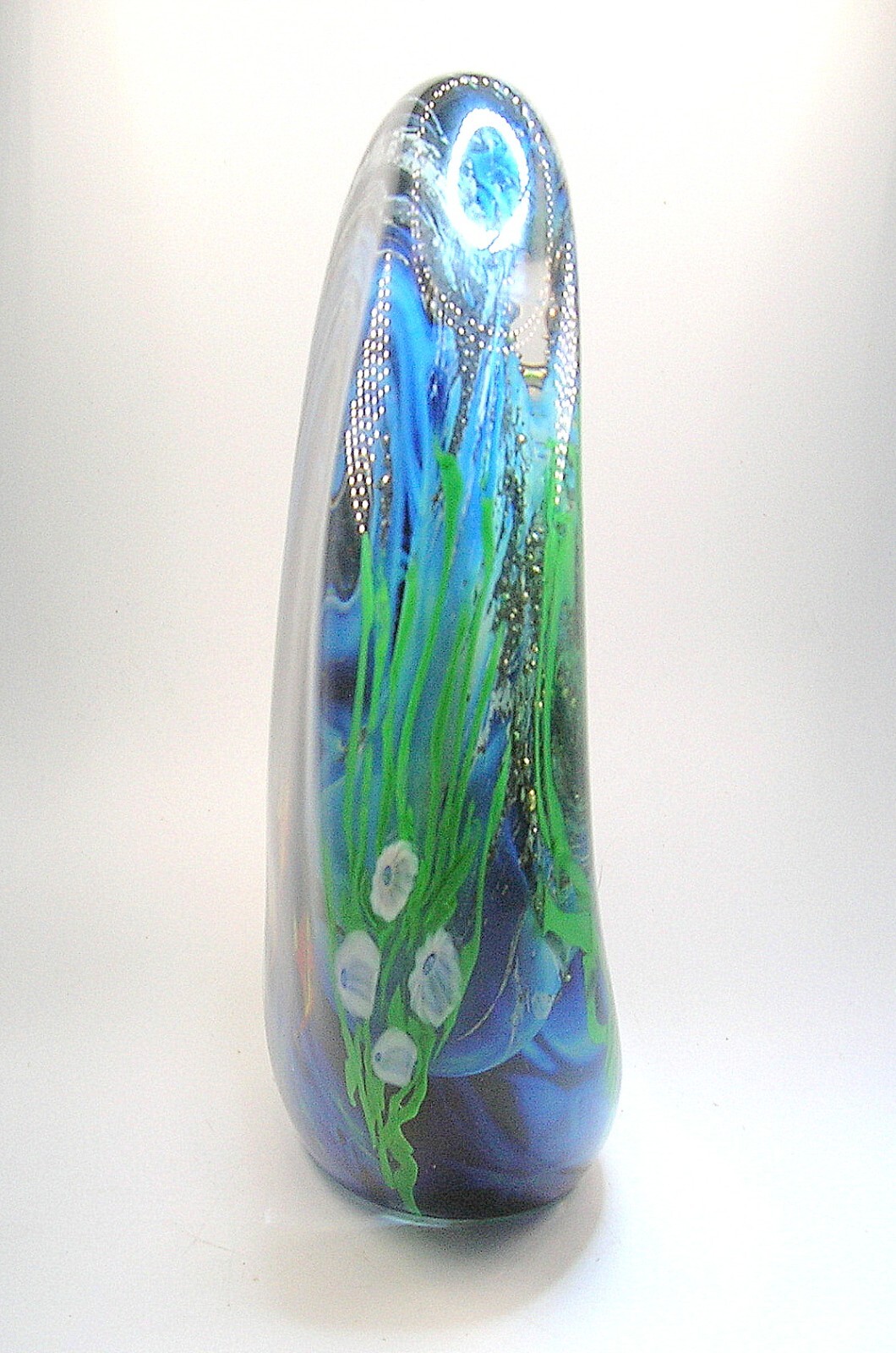 ZELLIQUE STUDIO LARGE FISH AQUARIUM DOUBLE SIDED ART GLASS 8 3/4″ TALL -B. OFFER