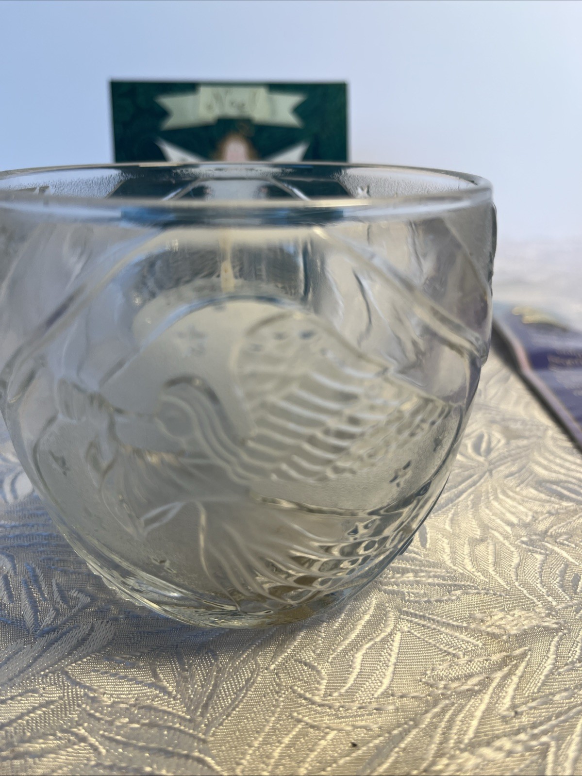 KIG Indonesia Clear Pressed Glass Votive Candle Holder with Angels Blowing Horn