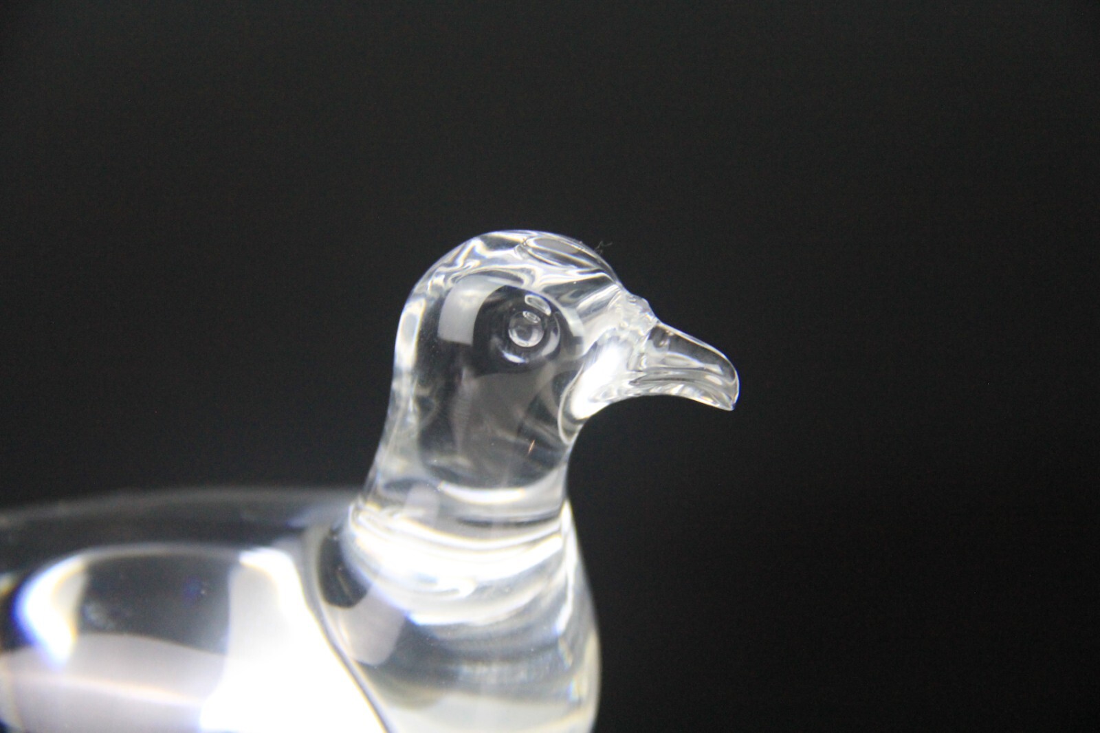 BACCARAT Figurine France Clear Crystal Turtle Dove Bird Paperweight Signed