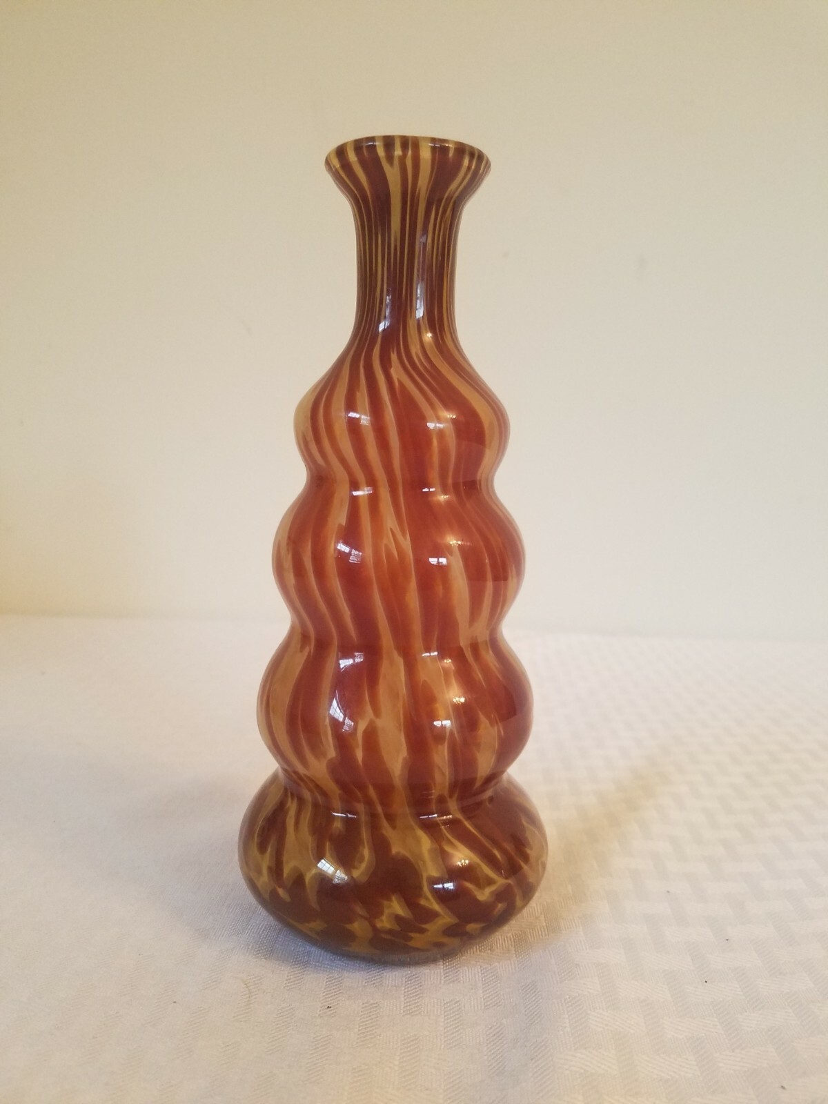 Vintage mid century modern blown glass vase Brown Swirl 1960’s 1970 ‘s art mod
