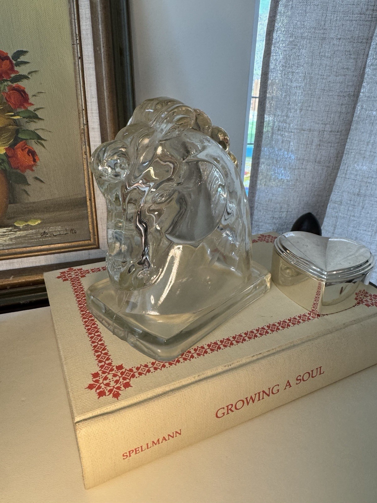 Vintage Art Deco Glass Horse Head Sculpture