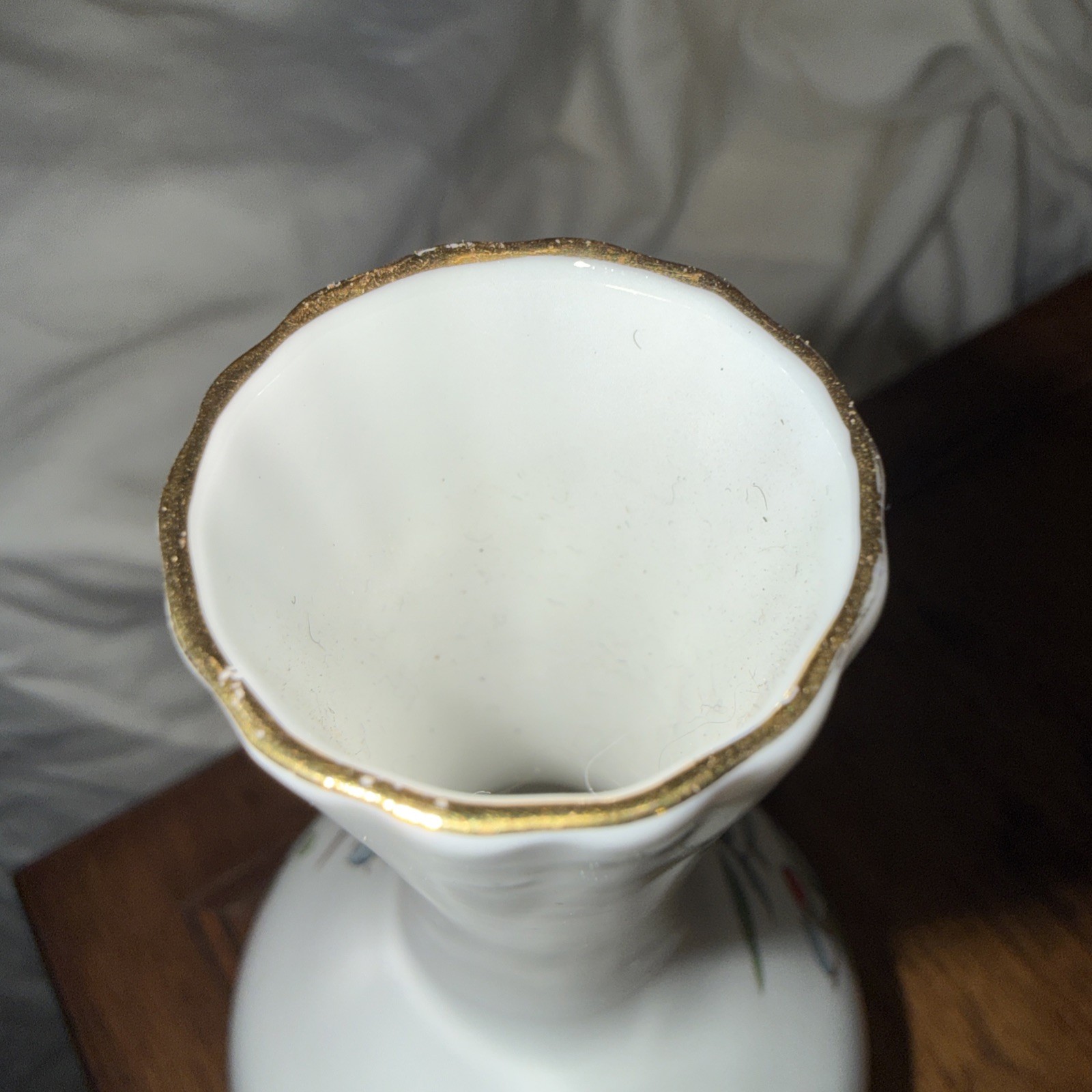 Vintage Aynsley Pembroke Fine Bone China Bud Vase Bird & Floral, Gold Trim