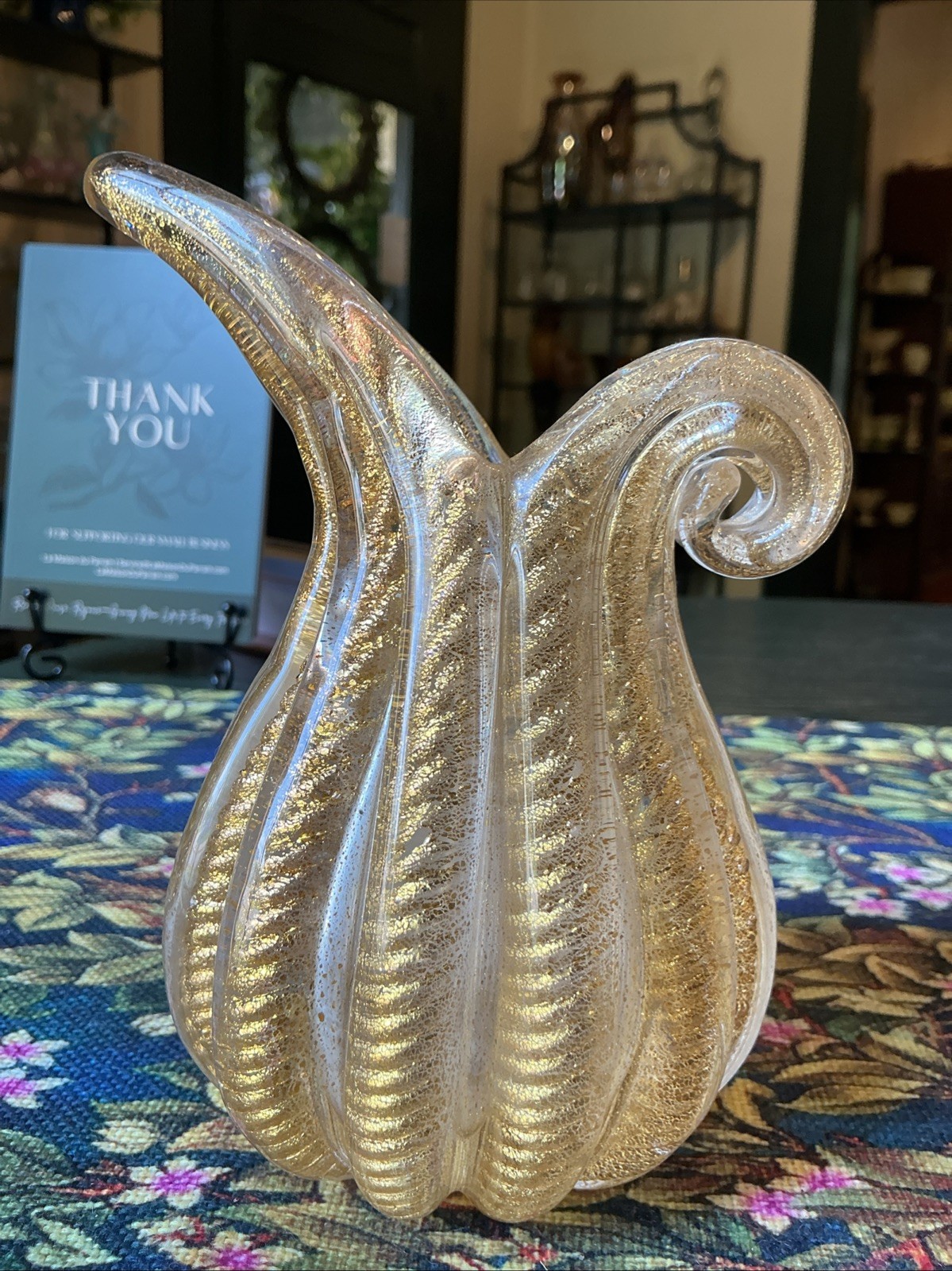 Barovier Toso Murano Art Glass Vase Cordonato d’Oro Gold Inclusion Rope Vintage