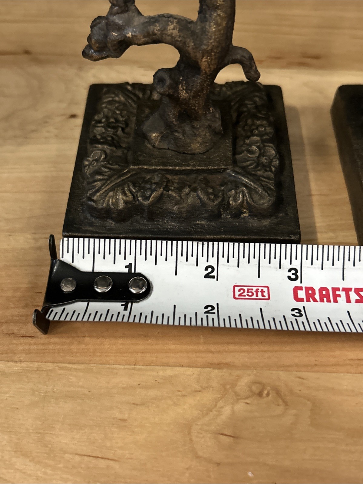 Vintage Pair Iron Mountain Cast Iron Candle Holders Trees With Squirrels 1940’s