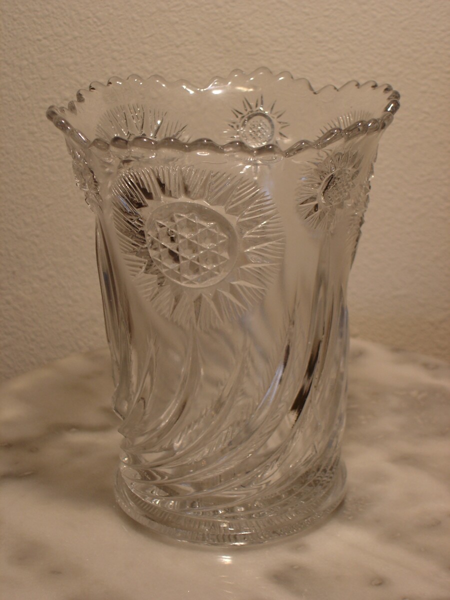 EAPG Victorian U.S. Glass Solar aka Feathered Swirl Celery Vase