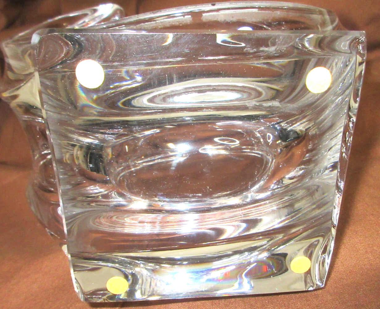 ART VANNES LE CHATEL FRANCE CRYSTAL SCULPTURE~HUGE~CENTER BOWL~12 3/8″ X 10″