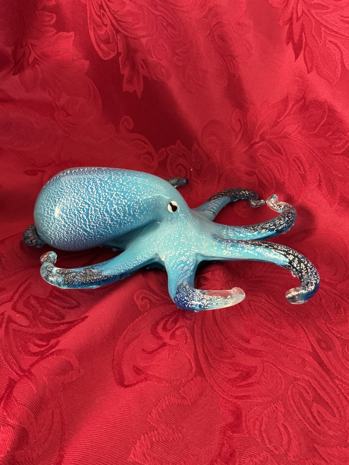 NEW FLAWLESS Stunning MURANO Italy Glass Aqua Speckled Crystal OCTOPUS Figurine