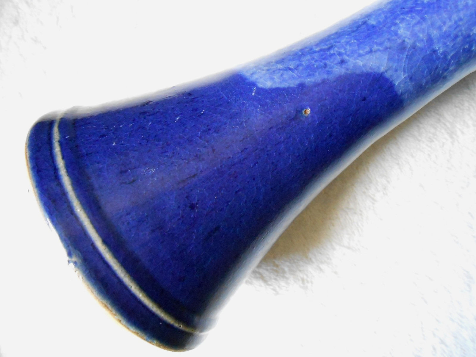 Studio Art Pottery Vase Lapis Blue Drip Glaze Signed KS MMV