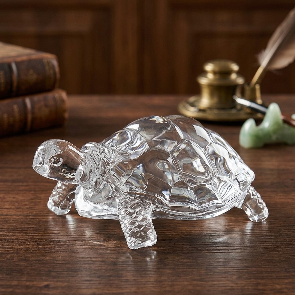 Transparent Crystal Glass Turtle Figurine Home Decor Collectible Table Ornament