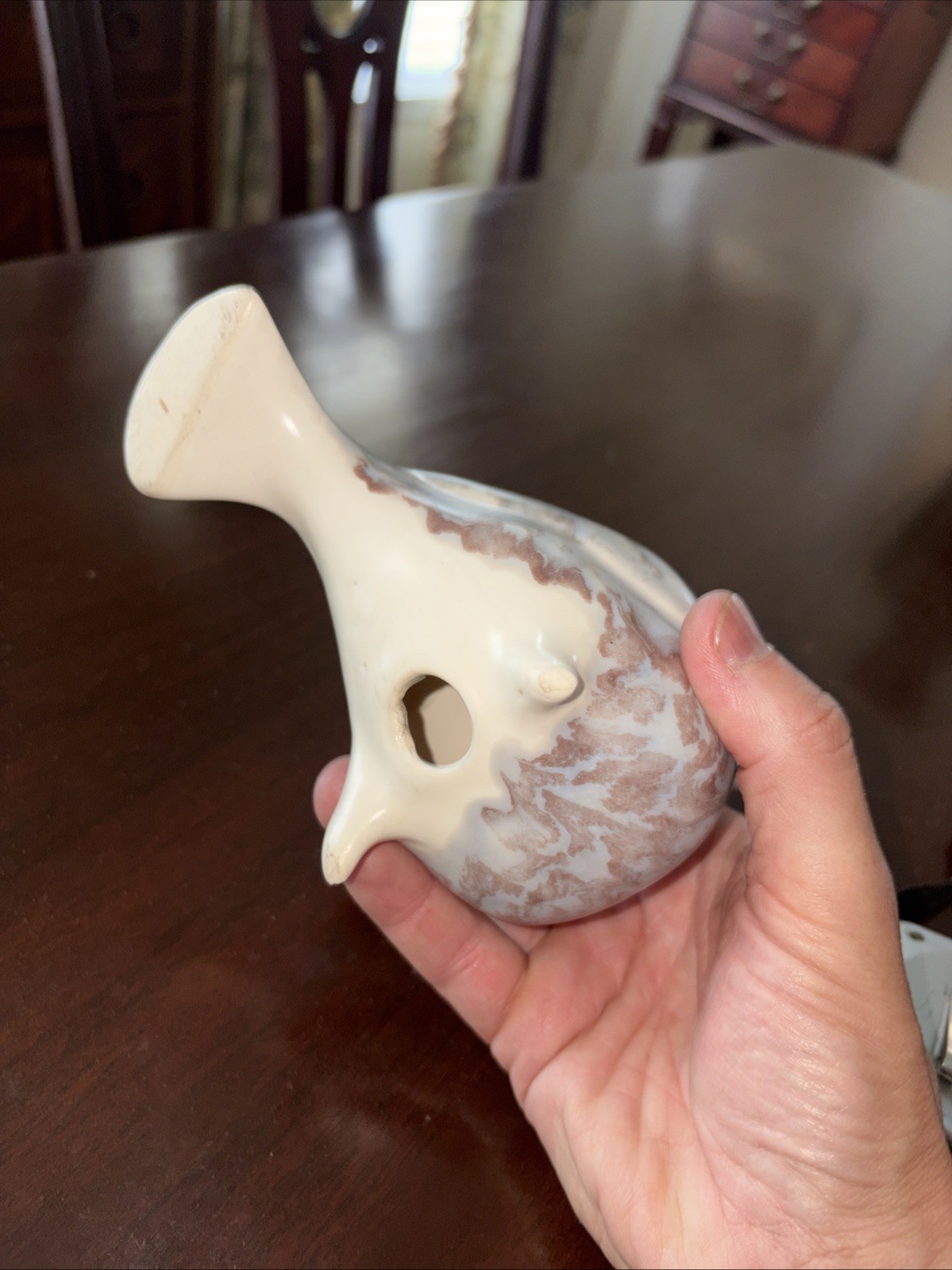 Aviemore Pottery Turtle Dove Clay Sculpture Glazed Gray Black Cream Scotland