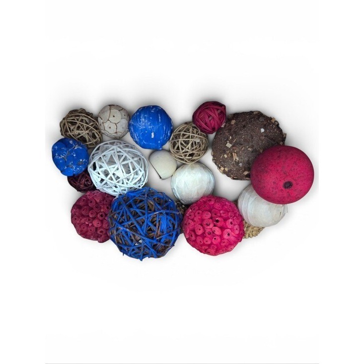 Decorative Rattan Straw Balls Set Centerpiece Or Bowl Fillers Red White And Blue